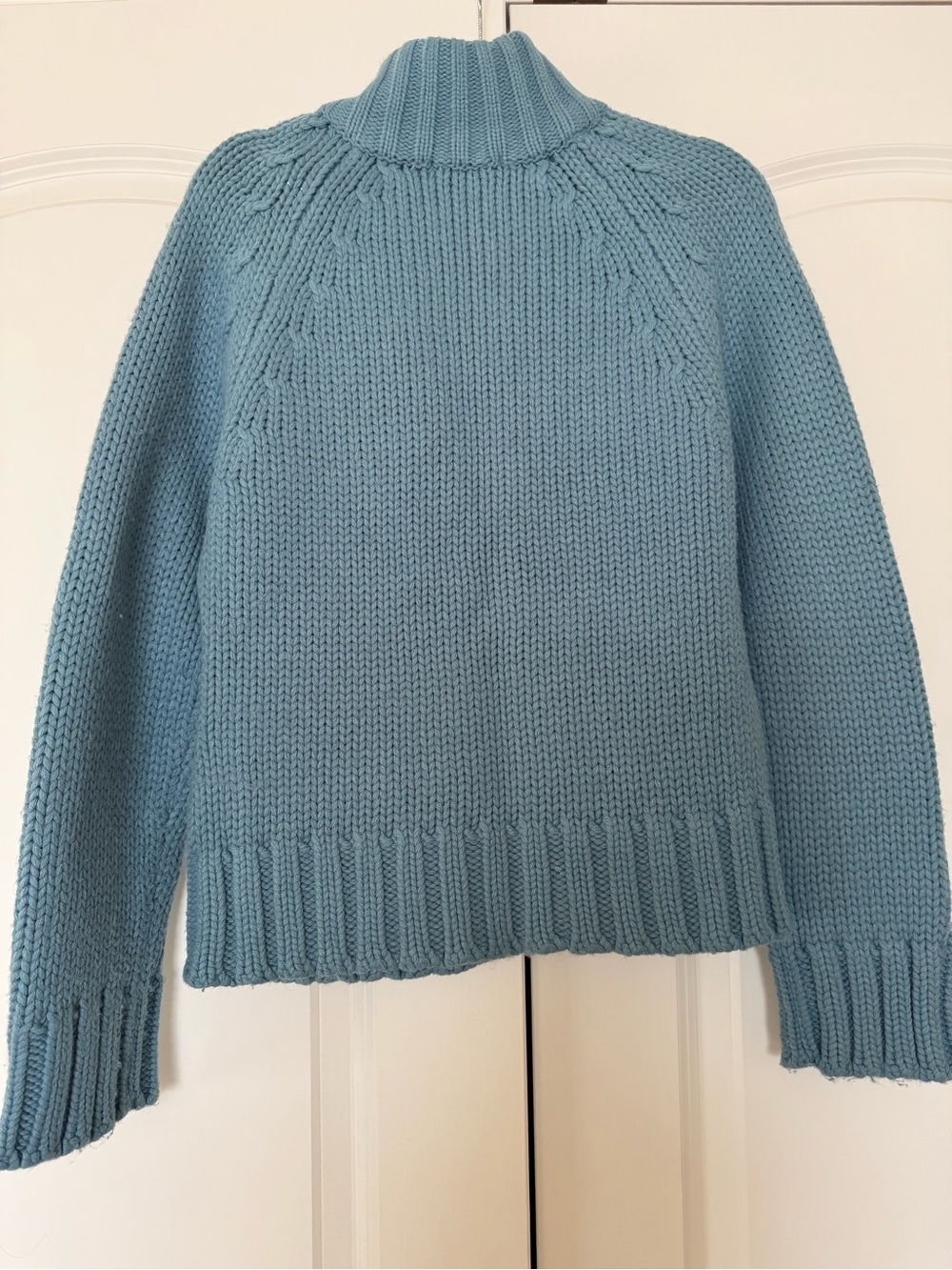 Women's Light Blue Zip-Front Knit Cardigan Sweater - Picture 6 of 6
